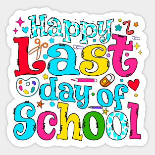 Happy Last Day Of School Groovy Graduation Teacher Students Sticker